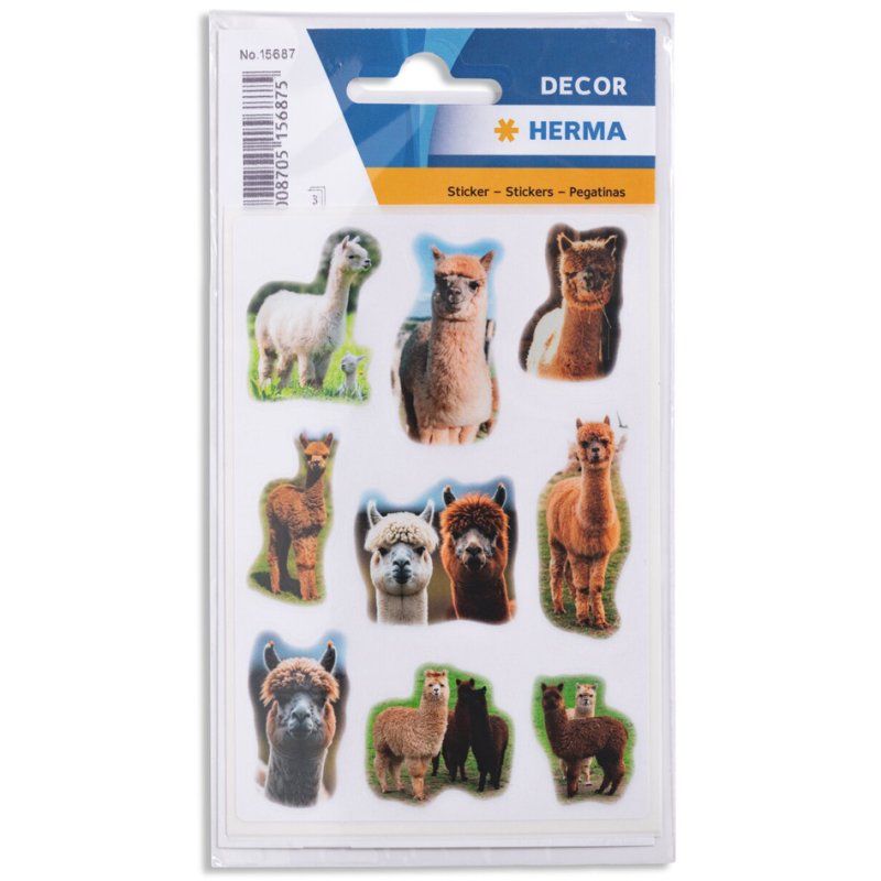 HERMA feuilles autocollantes alpagas, 84×120 mm, 3 feuilles à 9 autocollants