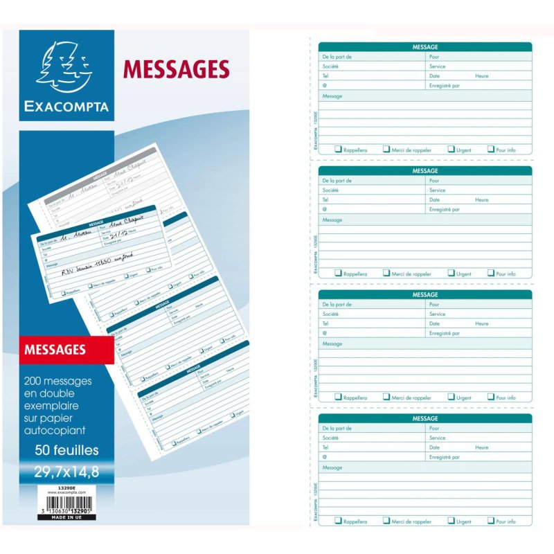 EXACOMPTA bloc de notes téléphonique, autocopiant, 297×148 mm, 5 pièces
