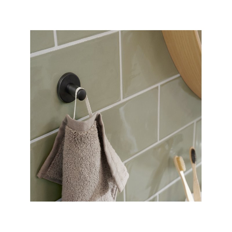 tesa porte-serviettes Moon Black, noir, réutilisable, 37×36×37 mm