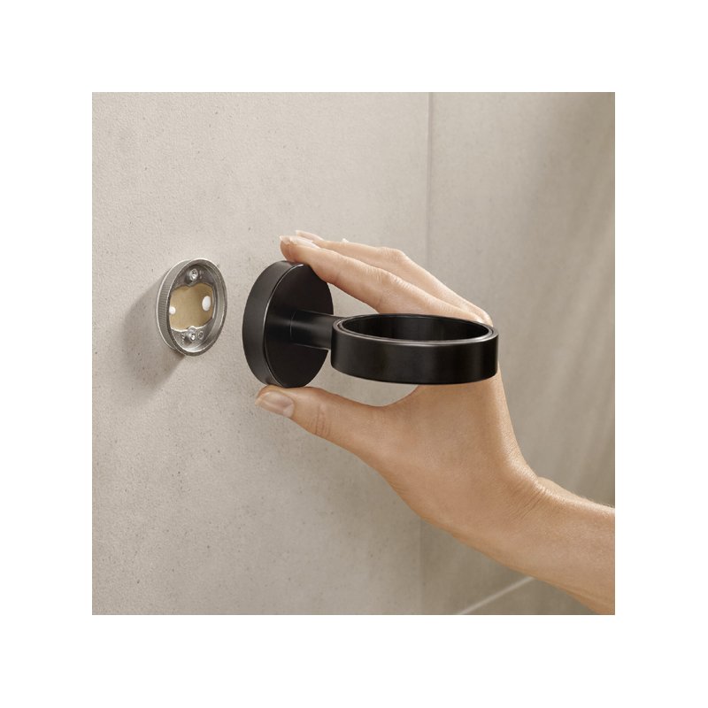 tesa distributeur de savon Moon Black, verre satiné noir, montage murale sans perçage