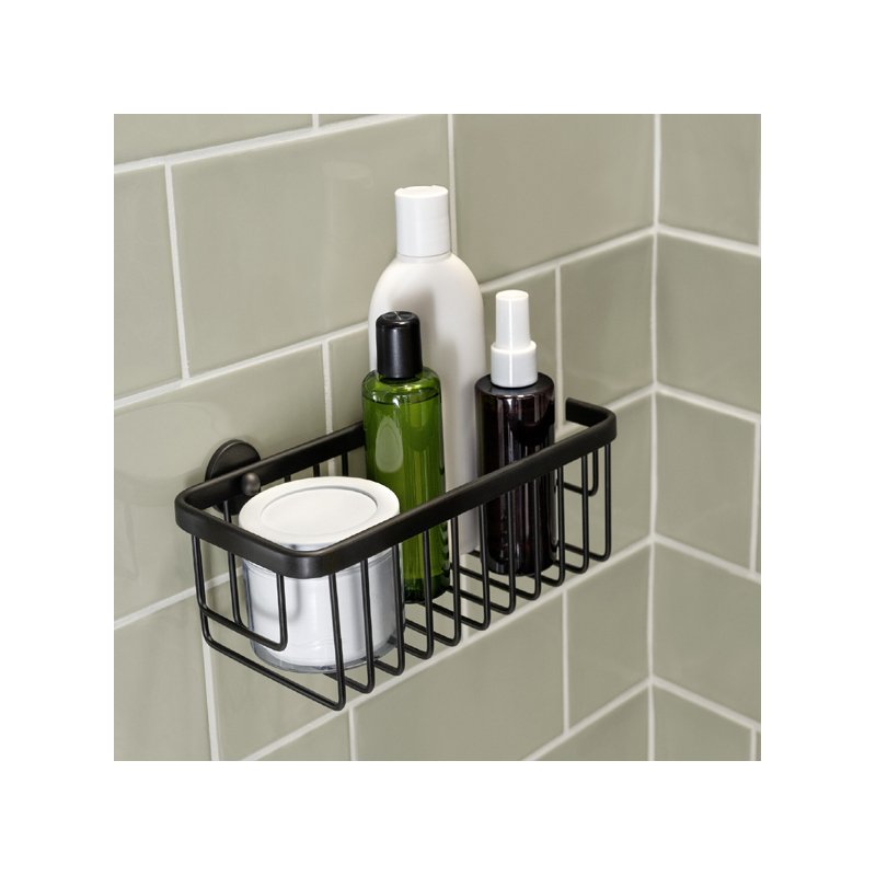 tesa panier de douche MOON BLACK, noir mat, 250×125×92 mm, réutilisable