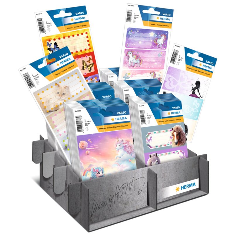 HERMA stickers pour livres filles, présentoir comptoir, 60 petits packs