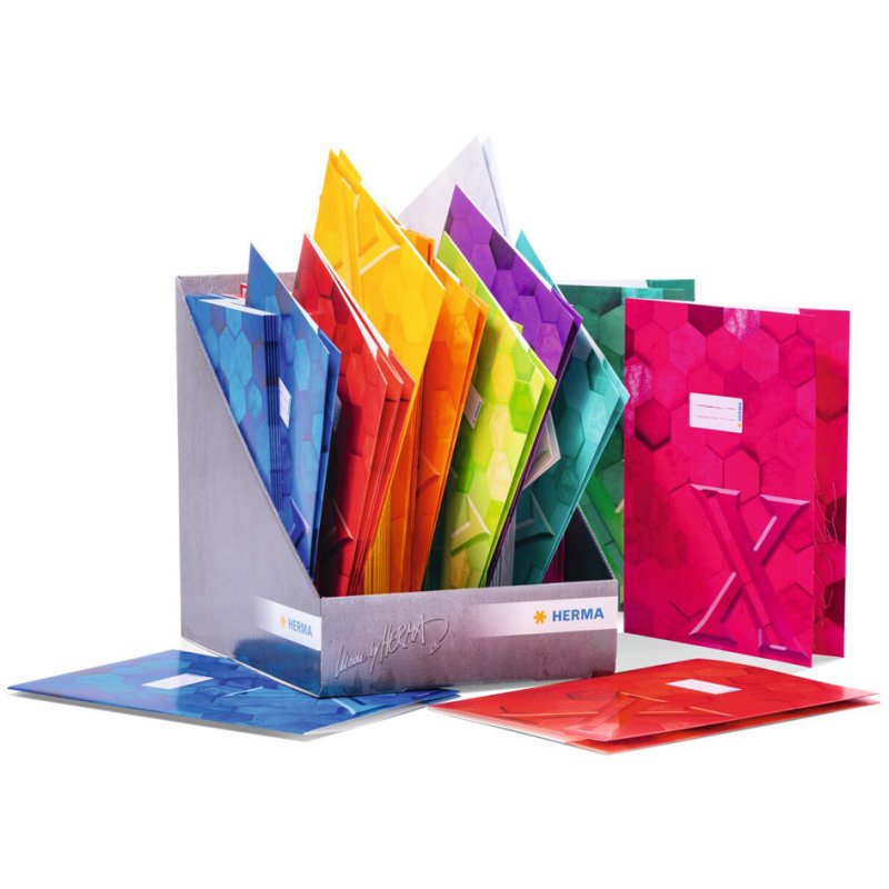 HERMA protège-cahier carton X A4, assortiment 16 couleurs, 120 pièces