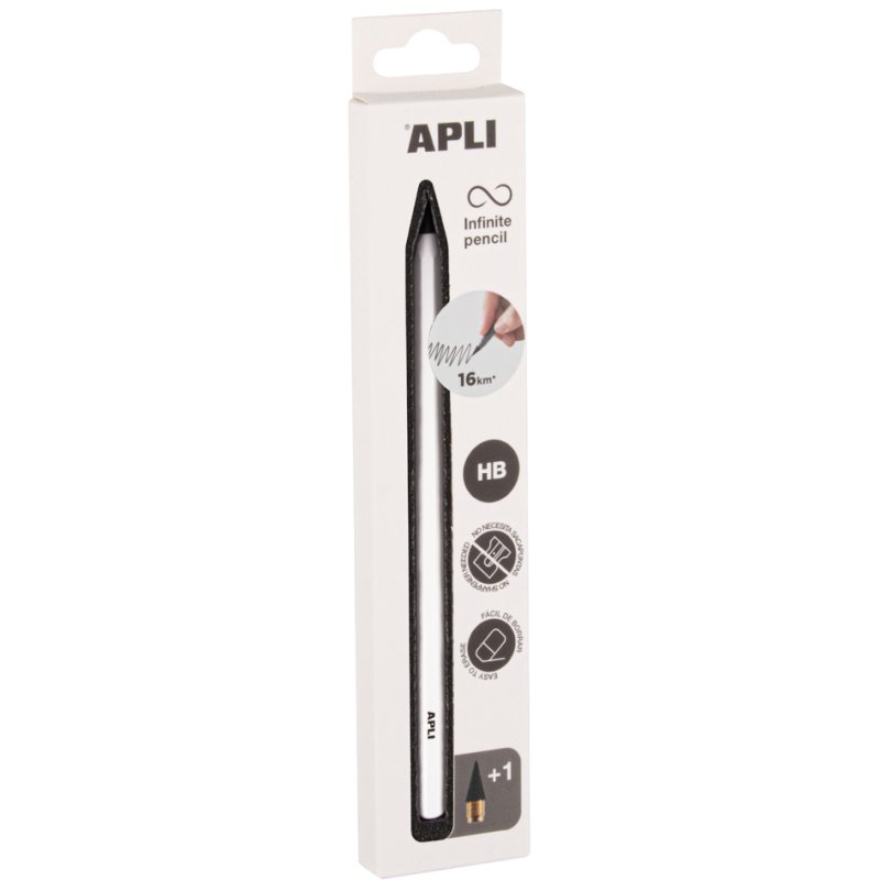 APLI Infinity eeuwige potlood, wit, metalen behuizing, met vervangmine