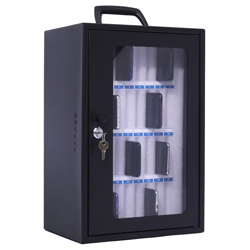 Pavo armoire de rangement pour smartphones, 36 appareils, gris foncé, serrure à clé