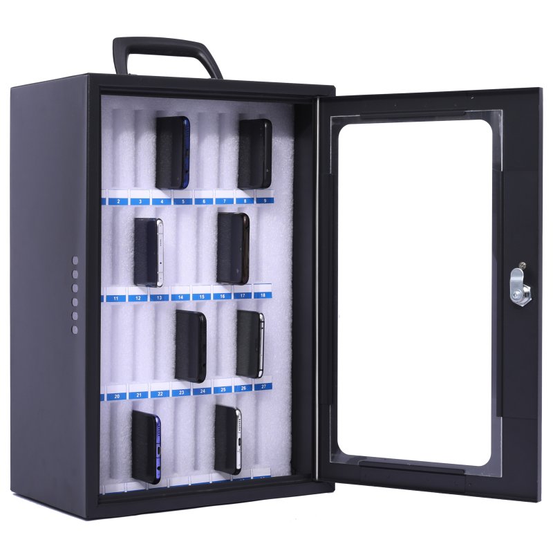 Pavo armoire de rangement pour smartphones, 36 appareils, gris foncé, serrure à clé