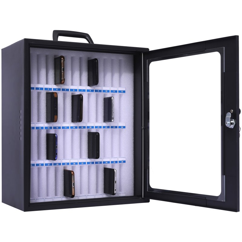 Pavo armoire de rangement pour smartphones, 36 appareils, gris foncé, serrure à clé