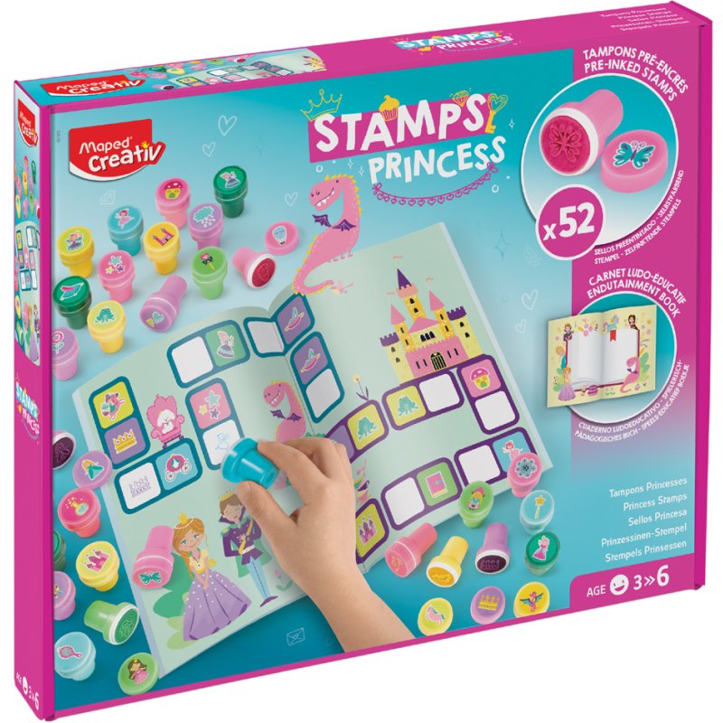 Maped Creativ coffret de tampons Princesse, auto-encreurs, 52 tampons, 3-6 ans