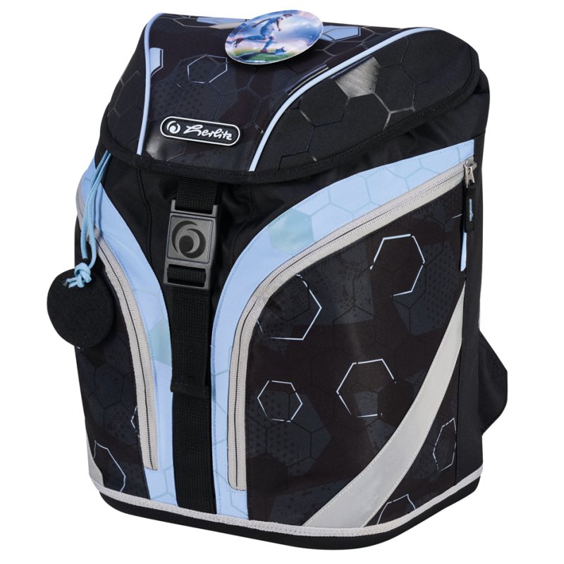 herlitz sac à dos SoftLight Plus Cyber Soccer, noir/bleu clair, motif football, 18 L