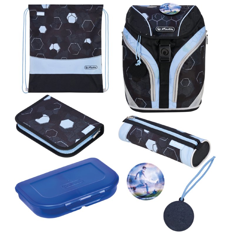 herlitz sac à dos SoftLight Plus Cyber Soccer, noir/bleu clair, motif football, 18 L