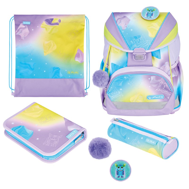 herlitz sac à dos UltraLight XL Plus Little Monster, turquoise/lilas/jaune, 22 L