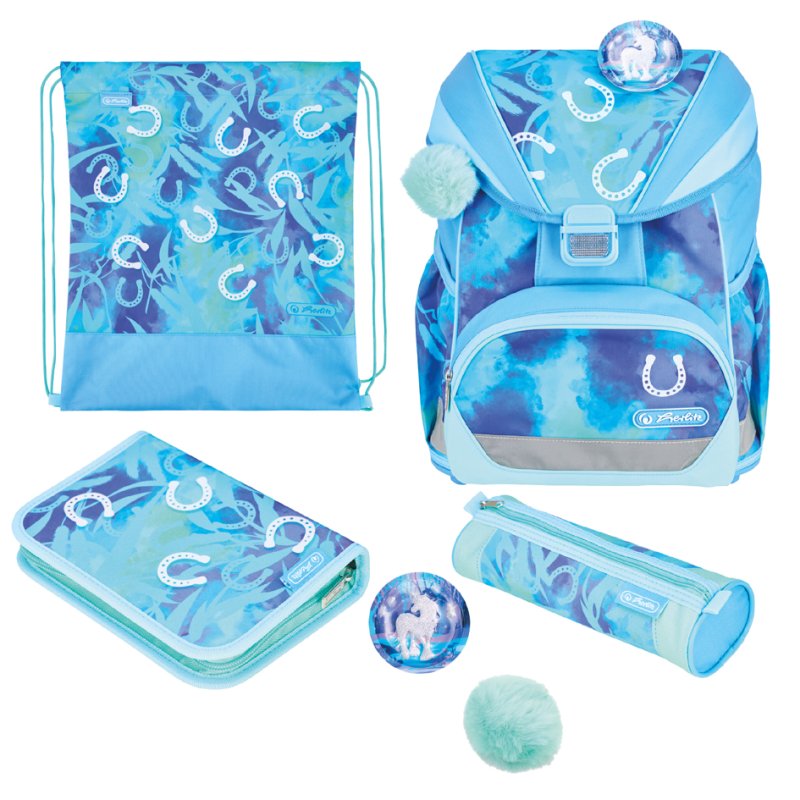 herlitz backpack UltraLight XL Plus Lucky Horse, light blue/dark blue, 22 L, including pencil case