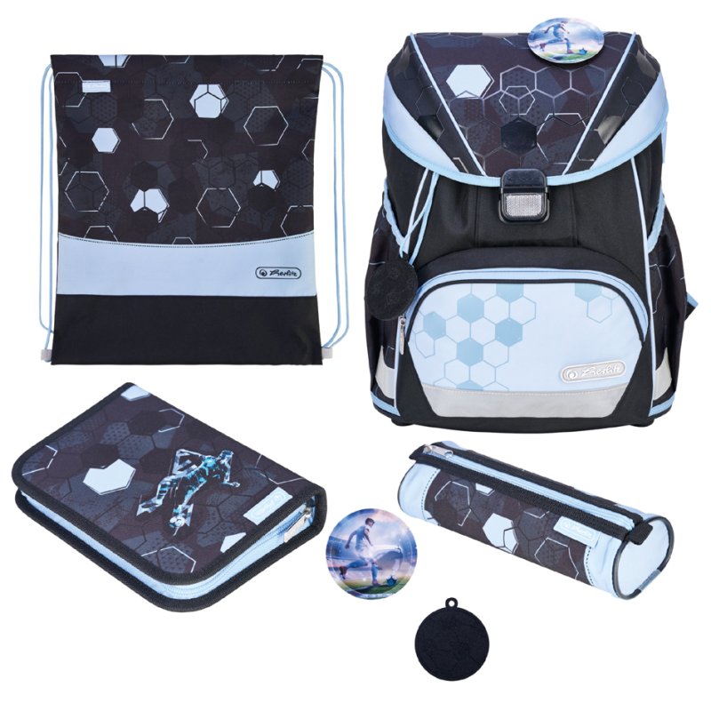 Herlitz cartable UltraLight XL Plus Cyber Soccer, noir/bleu clair, 22 L, motif football