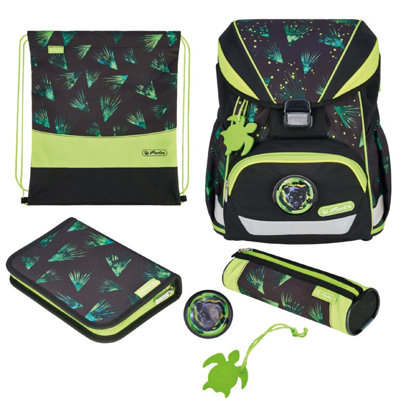 herlitz sac à dos scolaire Ultralight XL Plus Jungle Explorer, noir/vert, 22 L