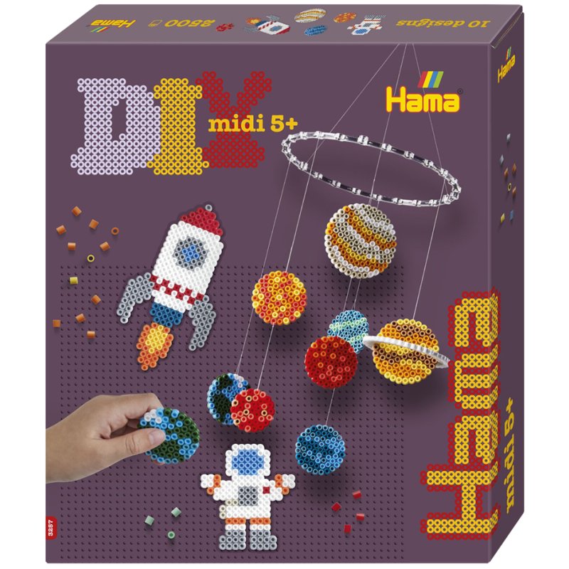 Hama perles à repasser midi mobile spatiale, coffret cadeau, 5,0 mm, 2500 pièces
