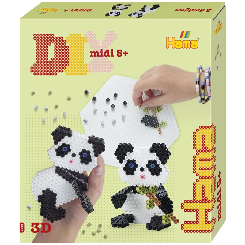 Hama perles à repasser midi 3D Panda, 5,0 mm diamètre, 2500 pièces