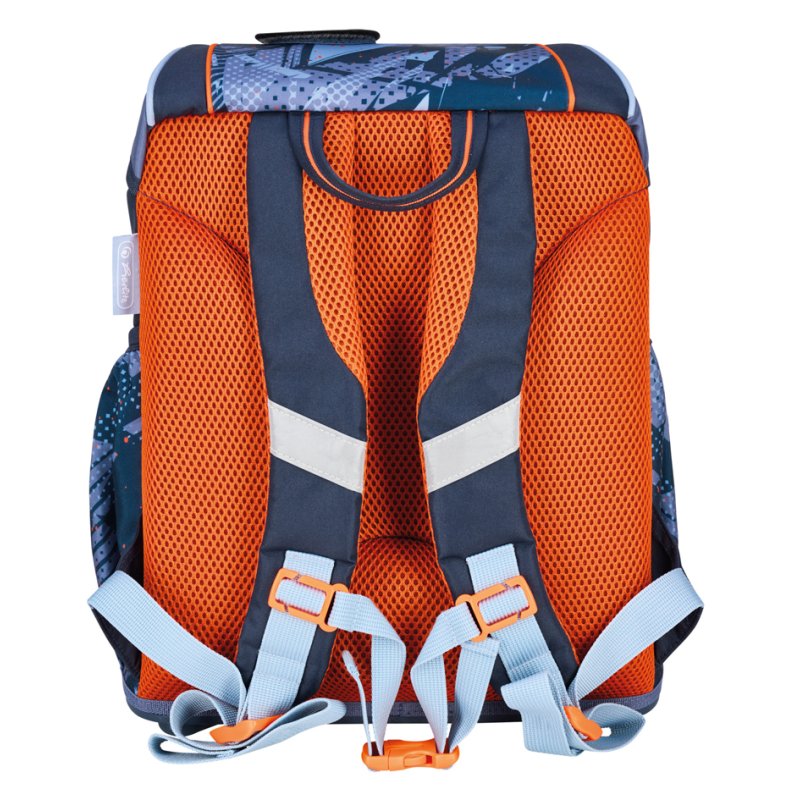 herlitz Ultralight Plus Tech Mech cartable scolaire, bleu/orange, 16 L, motif robot/voiture