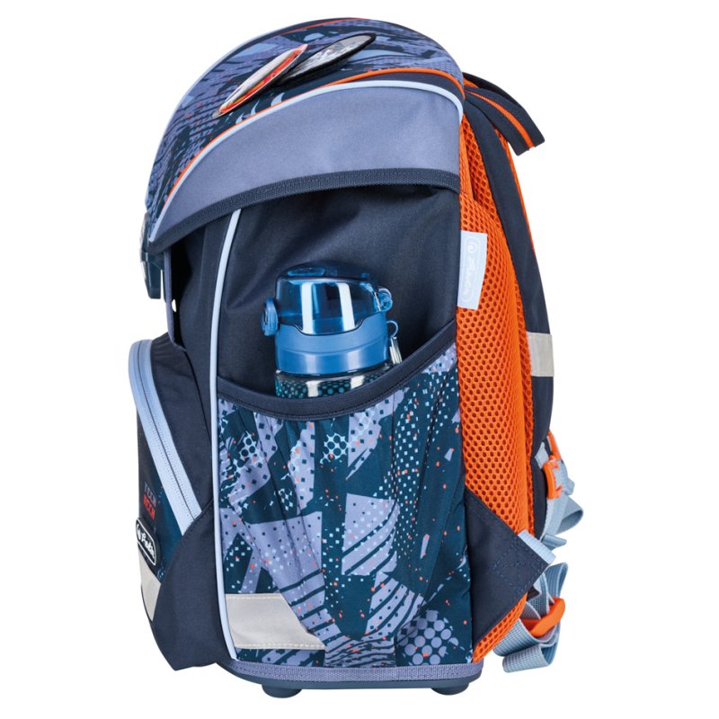 herlitz Ultralight Plus Tech Mech cartable scolaire, bleu/orange, 16 L, motif robot/voiture