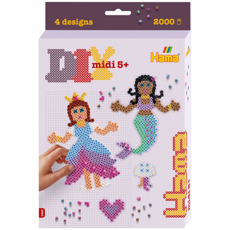 Hama fuse bead midi Princess & Mermaid, gift set, 2,000 pieces, 5.0 mm