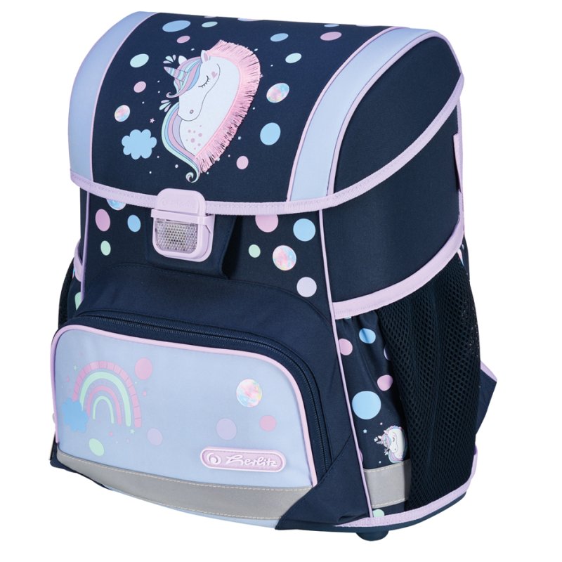 herlitz schooltas Loop Plus Unicorn Dreams, donkerblauw/roze, 17 L, inclusief etui