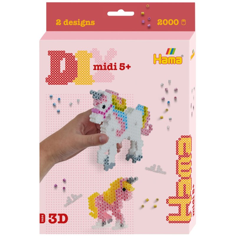 Hama perles à repasser midi 3D Licornes, coffret cadeau, 2000 pièces