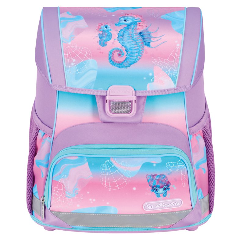 herlitz sac à dos Loop Plus Ocean Lights, motif hippocampe, rose/turquoise, 17 L