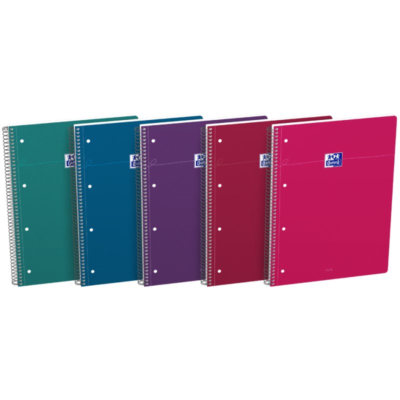 Oxford Collegeblock Smart Intense A4+, Seyès lijnvoering, couleurs assorties, 5 pièces