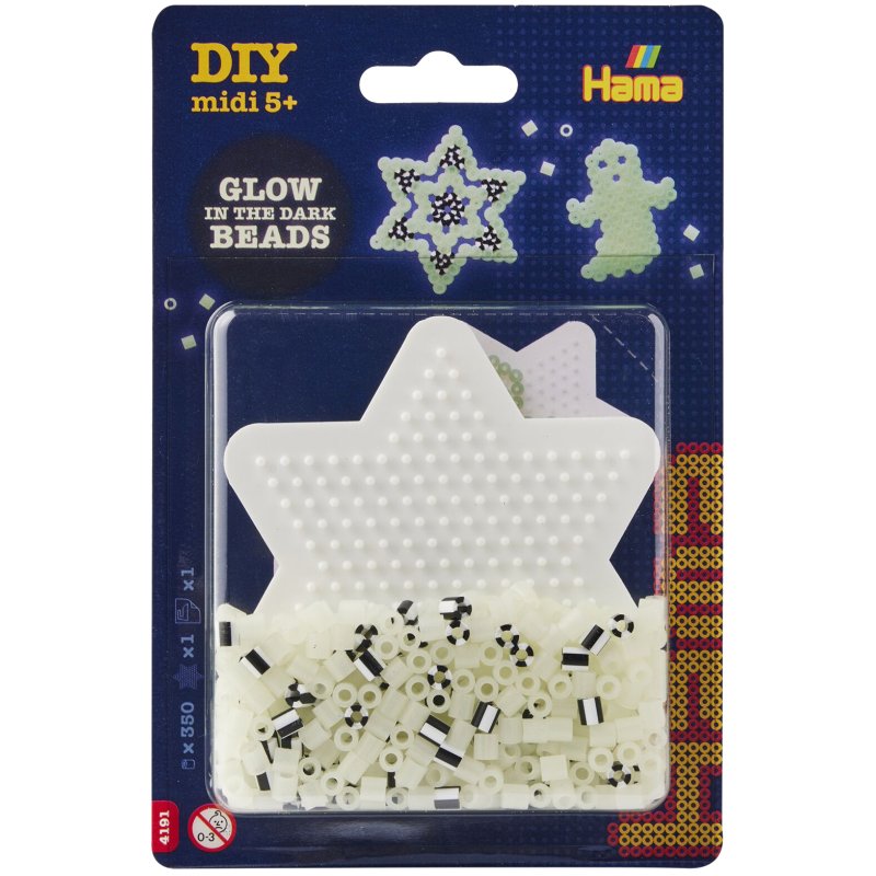 Hama perles à repasser midi Leuchtende Ster, phosphorescent, 5,0 mm, 350 pièces