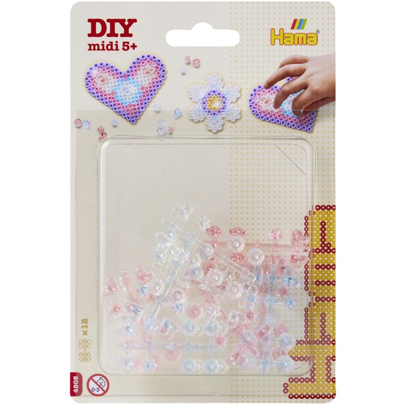 Hama perles à repasser décoration Bijoux, formes diamant/cœur/étoile, bleu/rose/transparent, 96 pièces