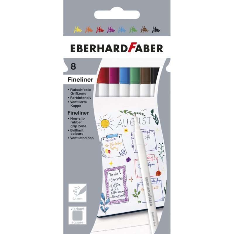 EBERHARD FABER set de fineliners, 0,4 mm, 8 pièces