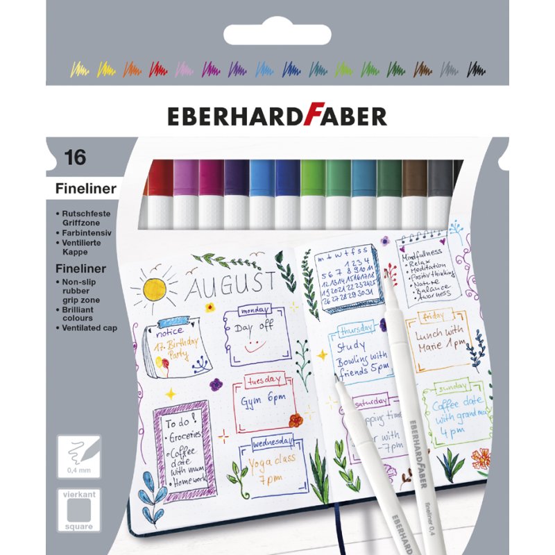 EBERHARD FABER set de fineliners, 0,4 mm, 8 pièces