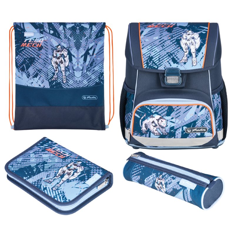 herlitz sac à dos Loop Plus Tech Mech, bleu/orange, 17 L, polyester