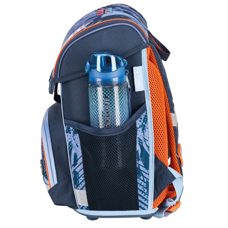 herlitz sac à dos Loop Plus Tech Mech, bleu/orange, 17 L, polyester