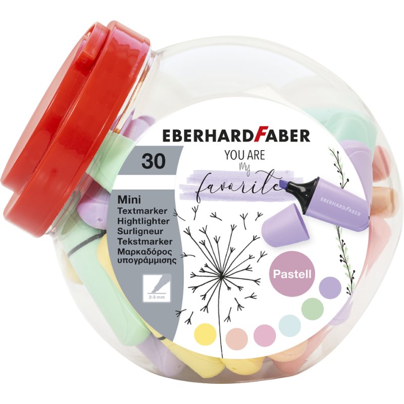 EBERHARD FABER surligneurs Mini Pastel, 30 pièces, bocal bonbon