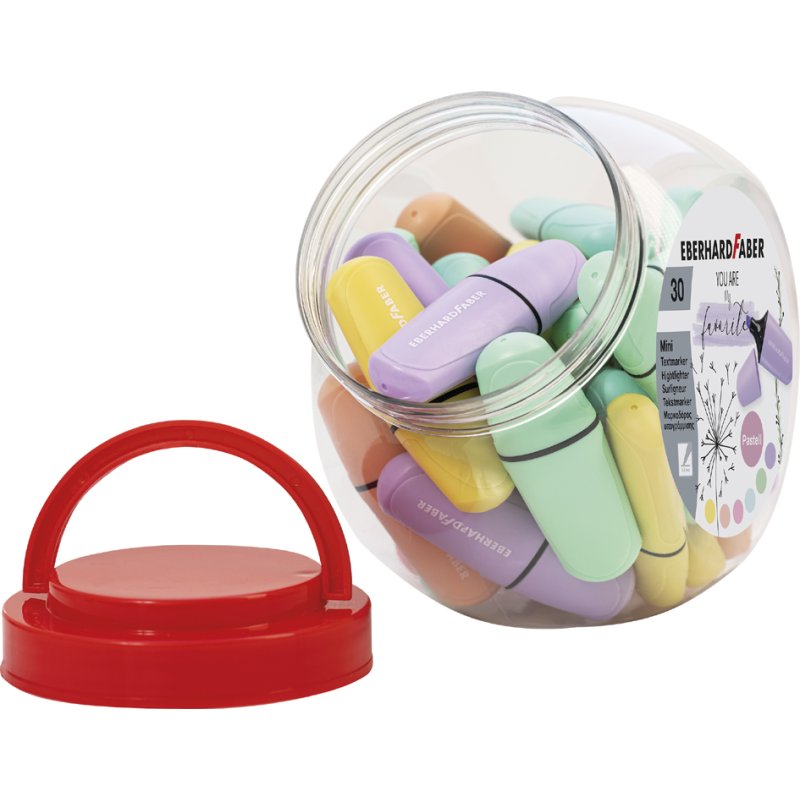 EBERHARD FABER surligneurs Mini Pastel, 30 pièces, bocal bonbon