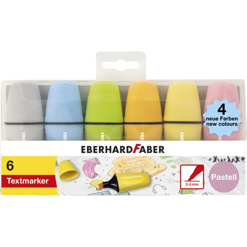 EBERHARD FABER surligneurs Mini Pastel, couleurs pastel, 6 pièces