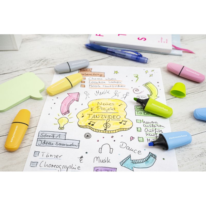 EBERHARD FABER surligneurs Mini Pastel, couleurs pastel, 6 pièces