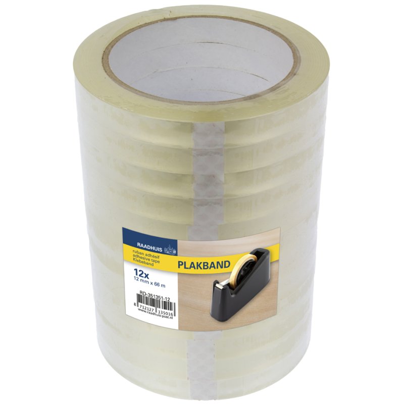 RAADHUIS ruban adhésif transparent, 19 mm × 66 m, PP, 8 pièces