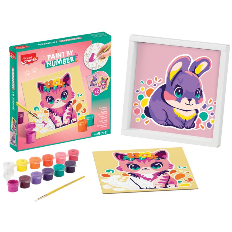 Maped Creativ kit peinture peinture par numéros, chien/renard, 12 peintures acryliques