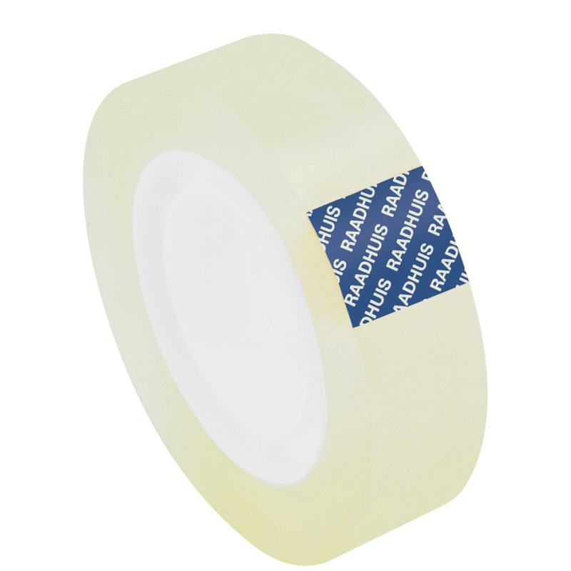 RAADHUIS plakband, 12 mm × 33 m, PP, transparant