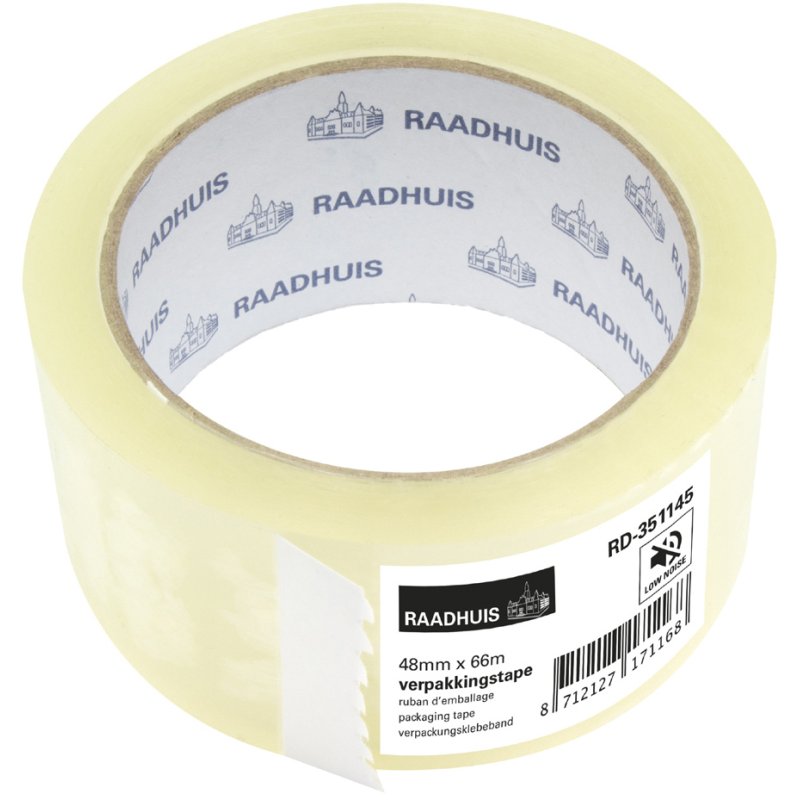 RAADHUIS ruban d'emballage, 48 mm × 66 m, transparent, 6 pcs