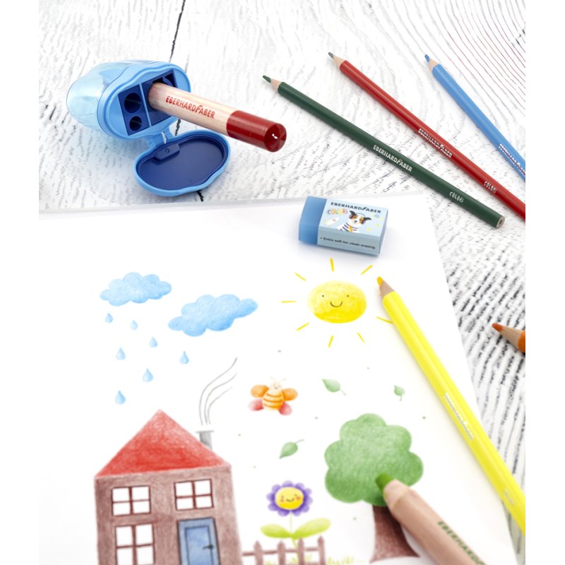 EBERHARD FABER taille-crayon trois points, bleu, plastique