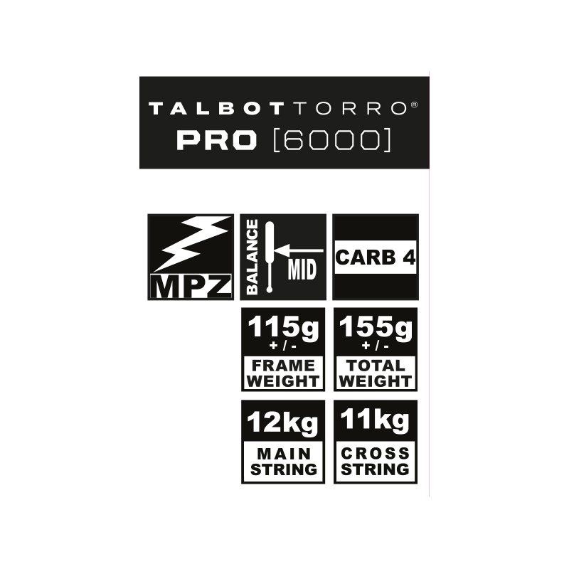TALBOT torro squashracket Pro 6000, zwart/groen, carbon, 155 g