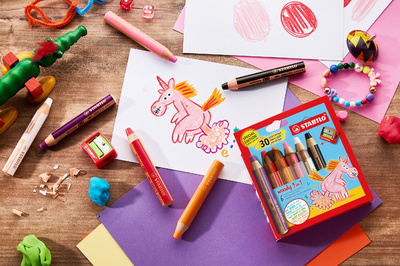 STABILO multitalent waskrijt woody 3-in-1, 6 stuks, gemixt kleuren
