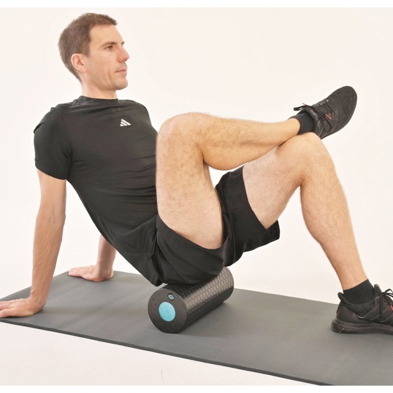 SCHILDKRÖT 2-in-1 rouleau de massage, noir/bleu, mousse EPP, 2 pièces