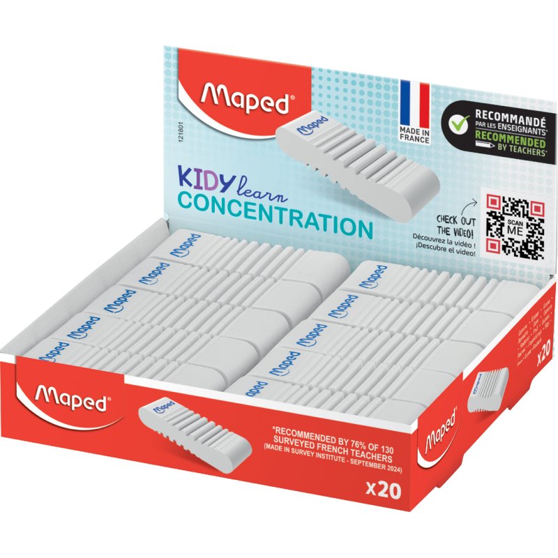 Maped CONCENTRATION gommes, plastique, blanc, 20 pièces