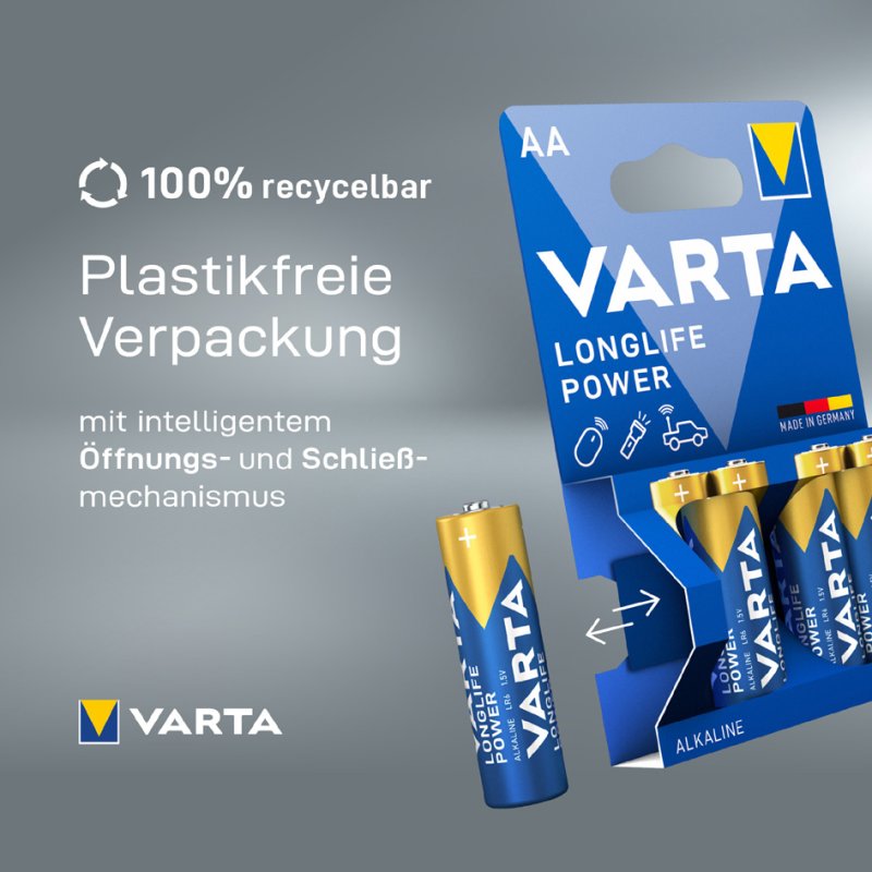 VARTA Alkaline batterijen Longlife Power, AA Mignon, 1,5 volt, 12 stuks