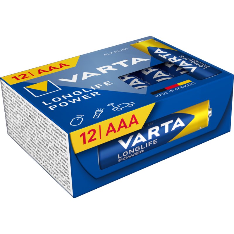 VARTA Longlife Power alkaline batterijen, AAA, 1,5 volt, 12 stuks
