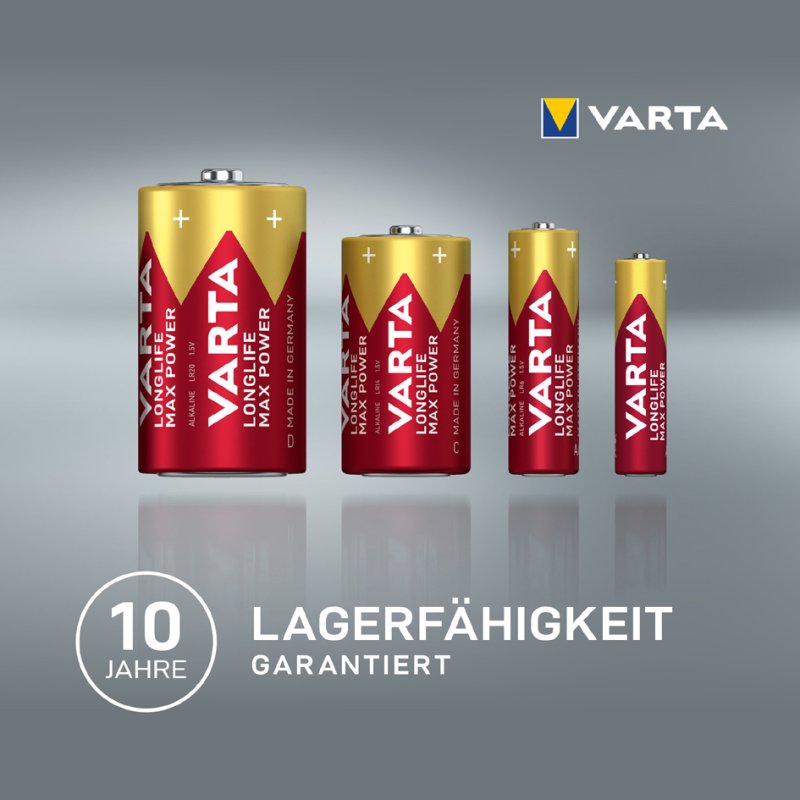 VARTA alkaline batterij Longlife Max Power, Mono D, LR20, 2 stuks