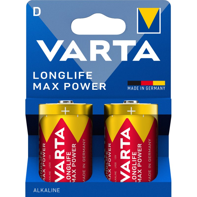 VARTA alkaline batterij Longlife Max Power, Mono D, LR20, 2 stuks